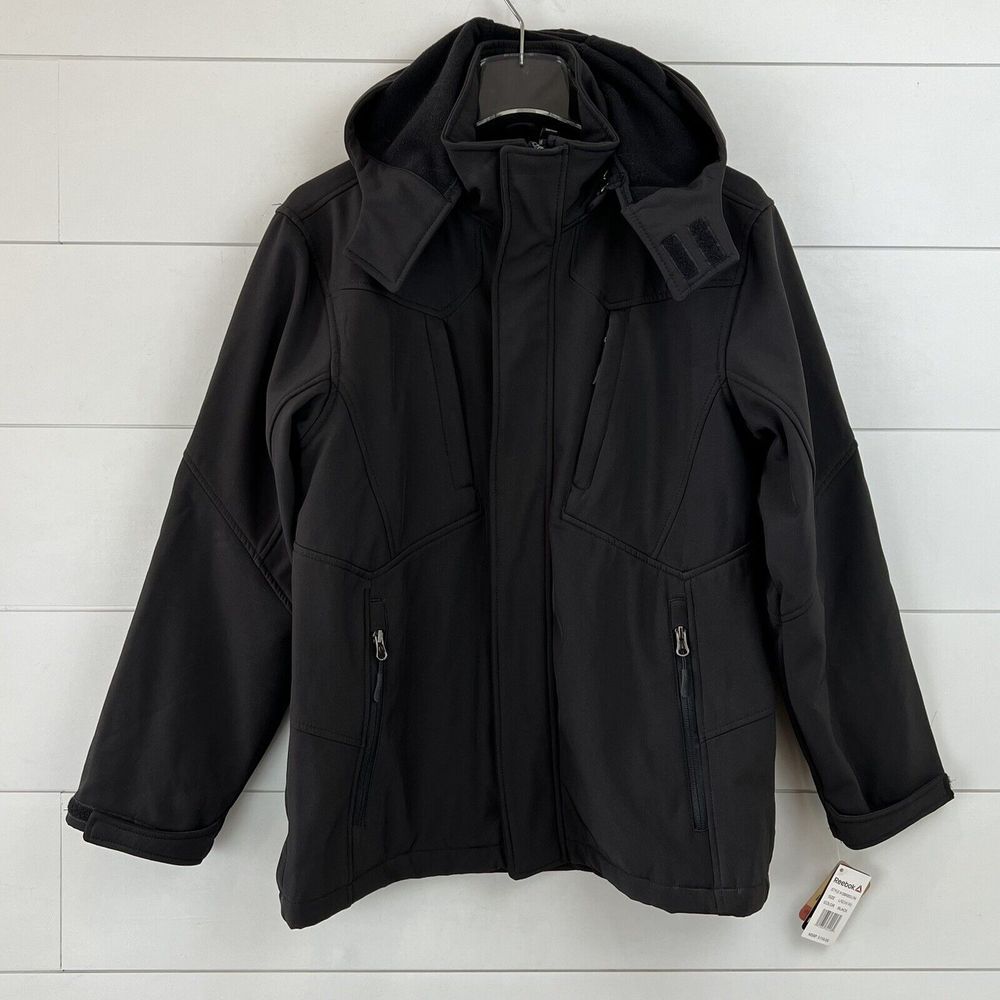 NWT Reebok Black Soft Shell Kids' Unisex Hooded Jacket Large‎ 14/16 *read*